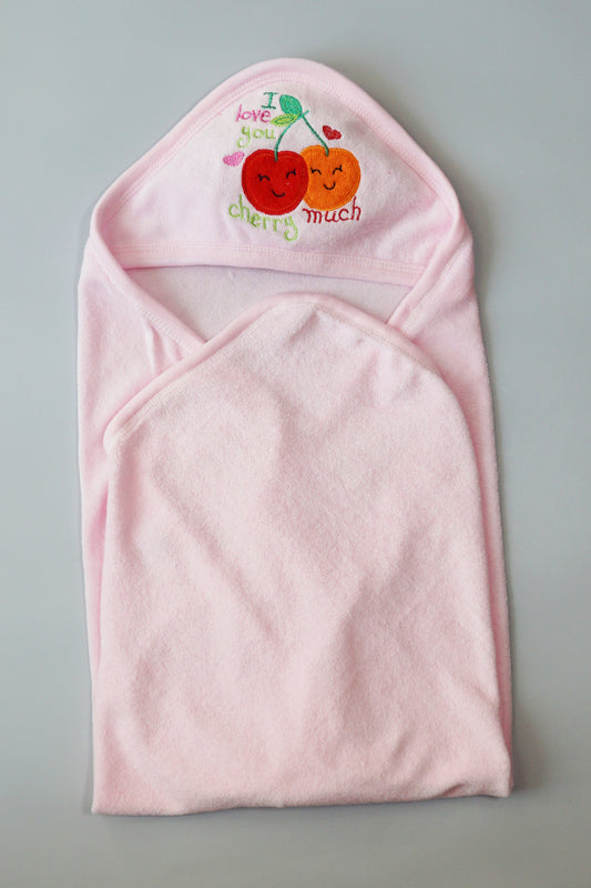 Hooded Terry Towel Wrapping Sheet (Pink)