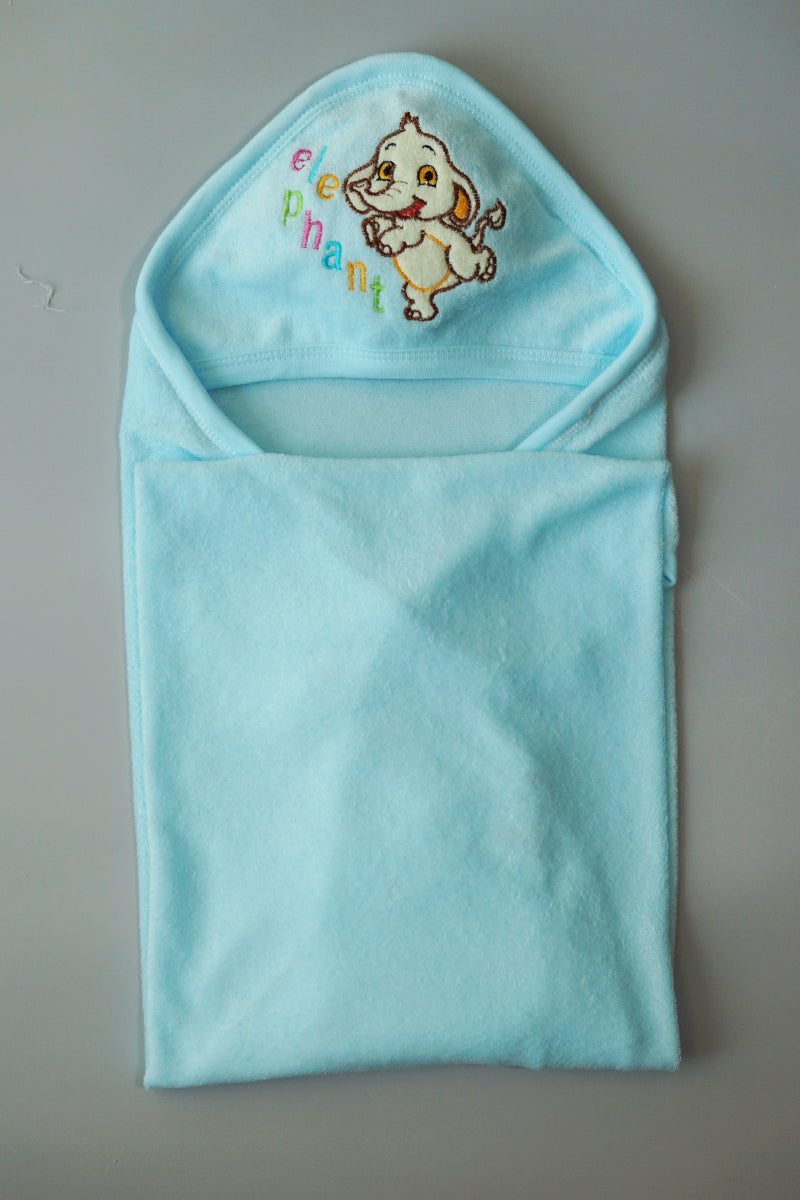 Hooded Terry Towel Wrapping Sheet (Blue)