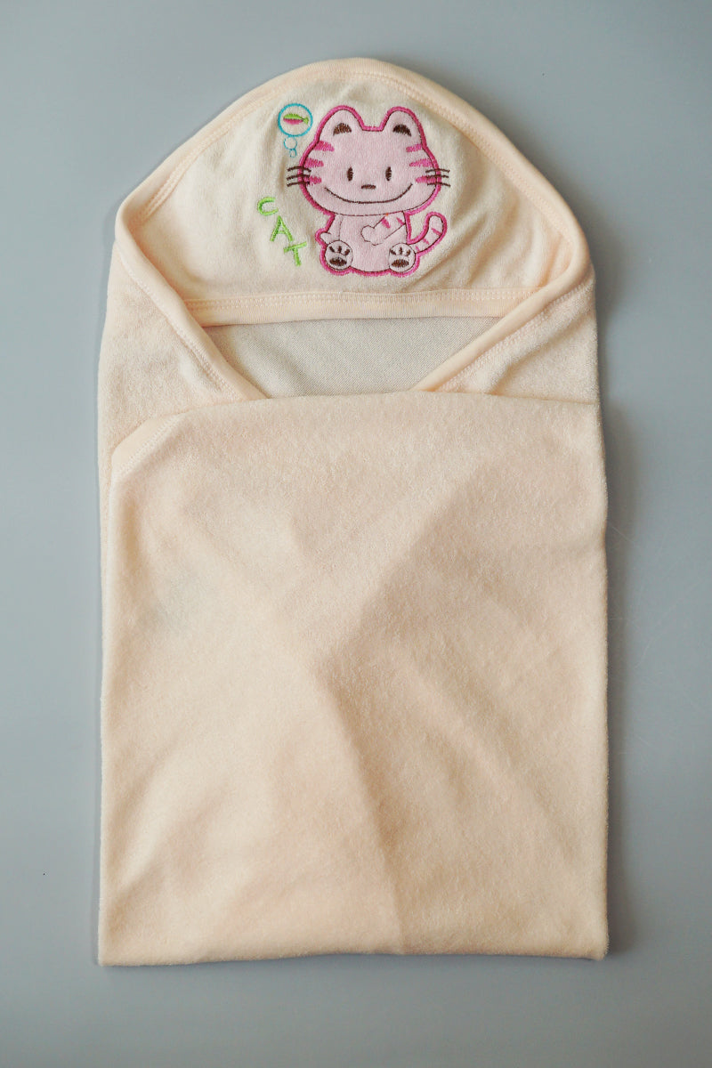 Hooded Terry Towel Wrapping Sheet (Peach)