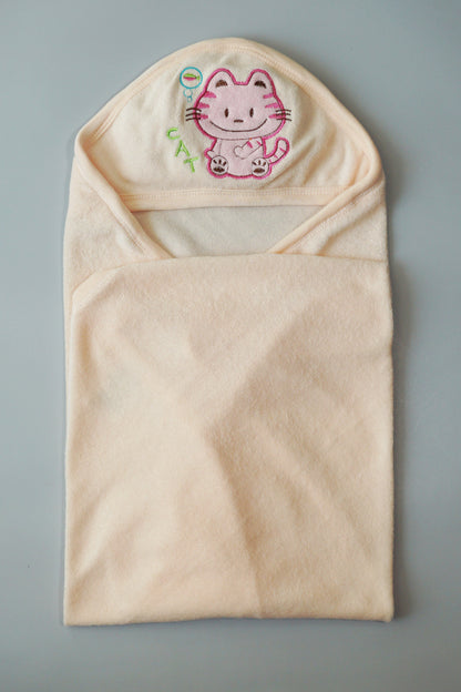 Hooded Terry Towel Wrapping Sheet (Peach)