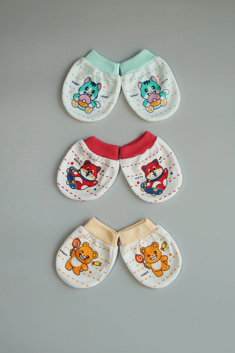 Newborn Cotton Mittens (Set of 3 pairs)