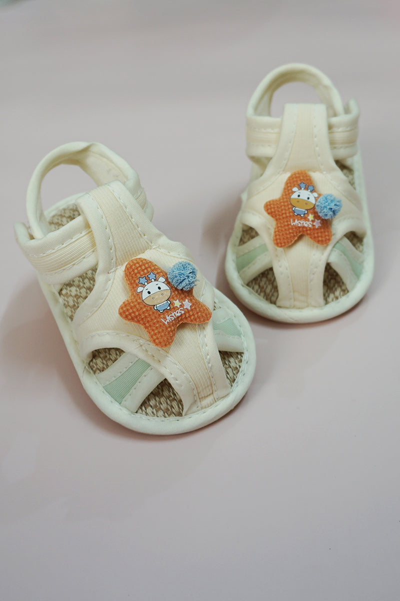 Unisex Baby Sandal with Anti Skid Sole (Cream)