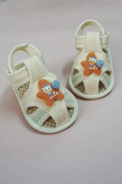 Unisex Baby Sandal with Anti Skid Sole (Cream)