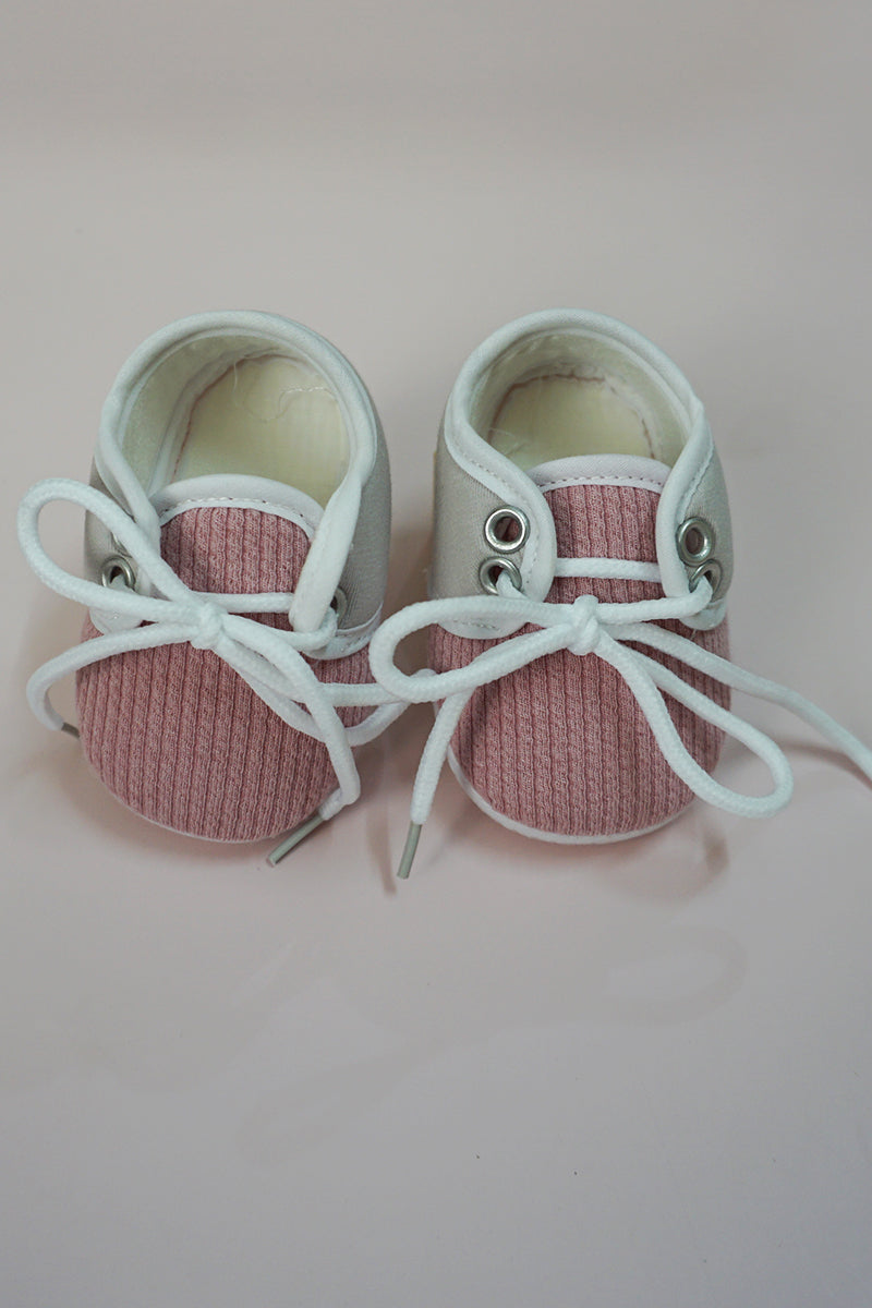 Newborn Baby Laced Booties/Shoes (Pink/0-3M)