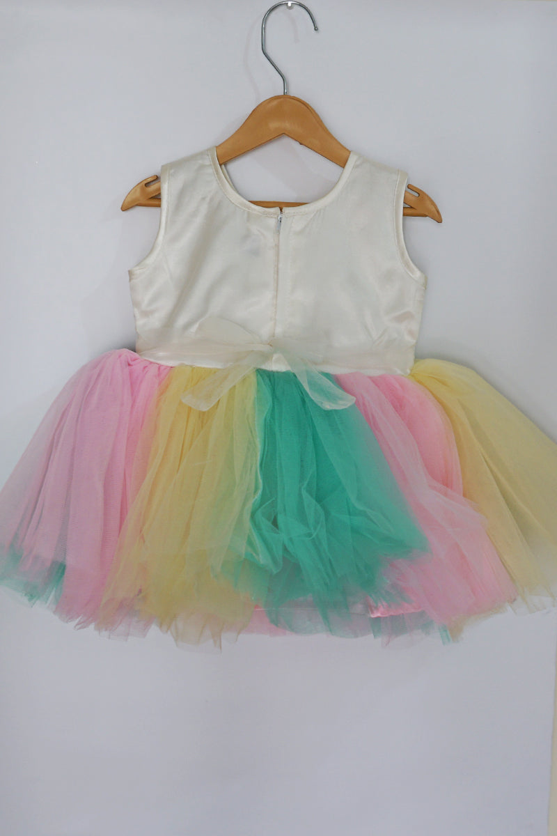 Multicolor Unicorn Frock with Sequin Bodice