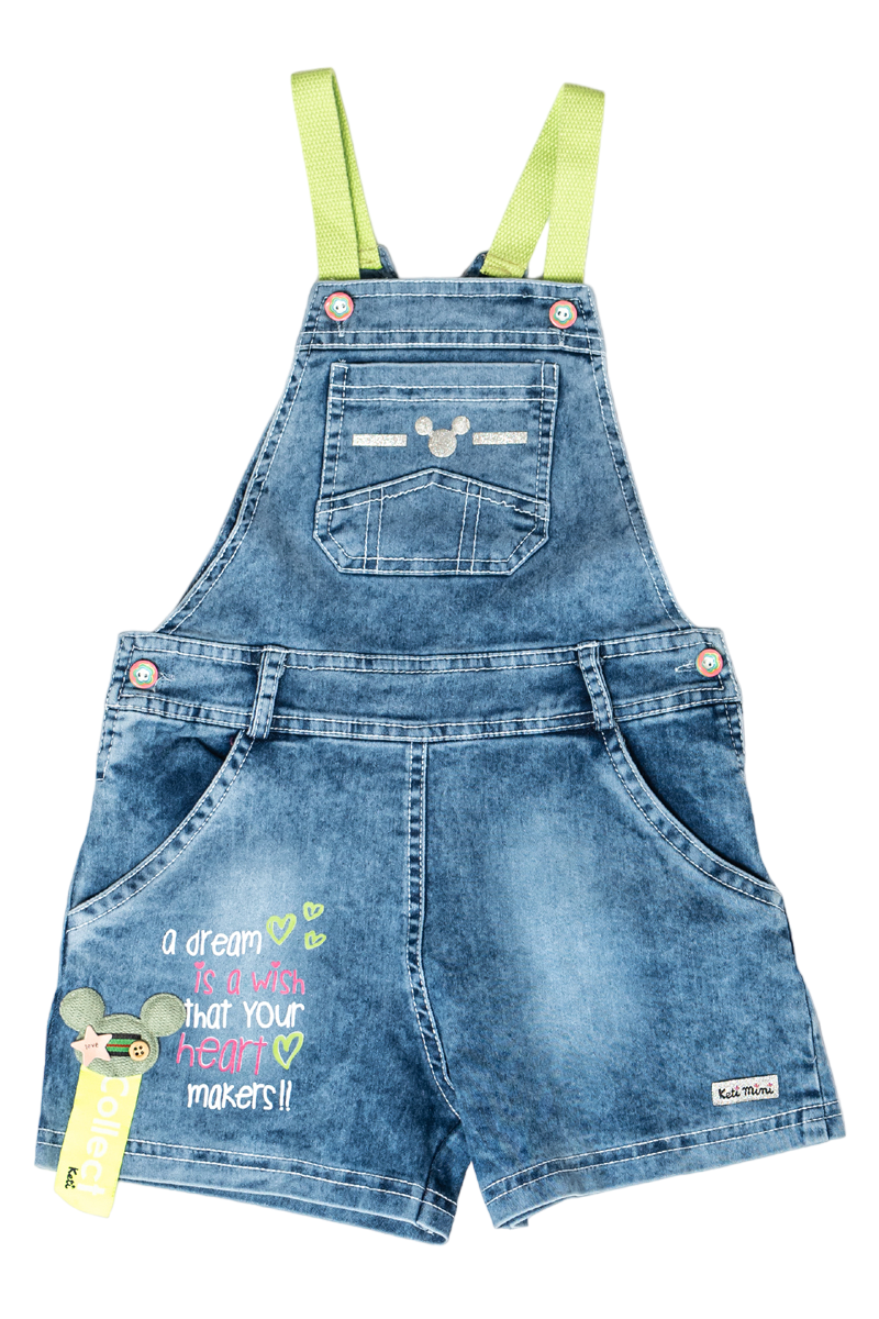 Cotton Top & Denim Dungaree (Green)