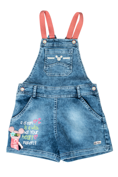 Cotton Top & Denim Dungaree (Pink)