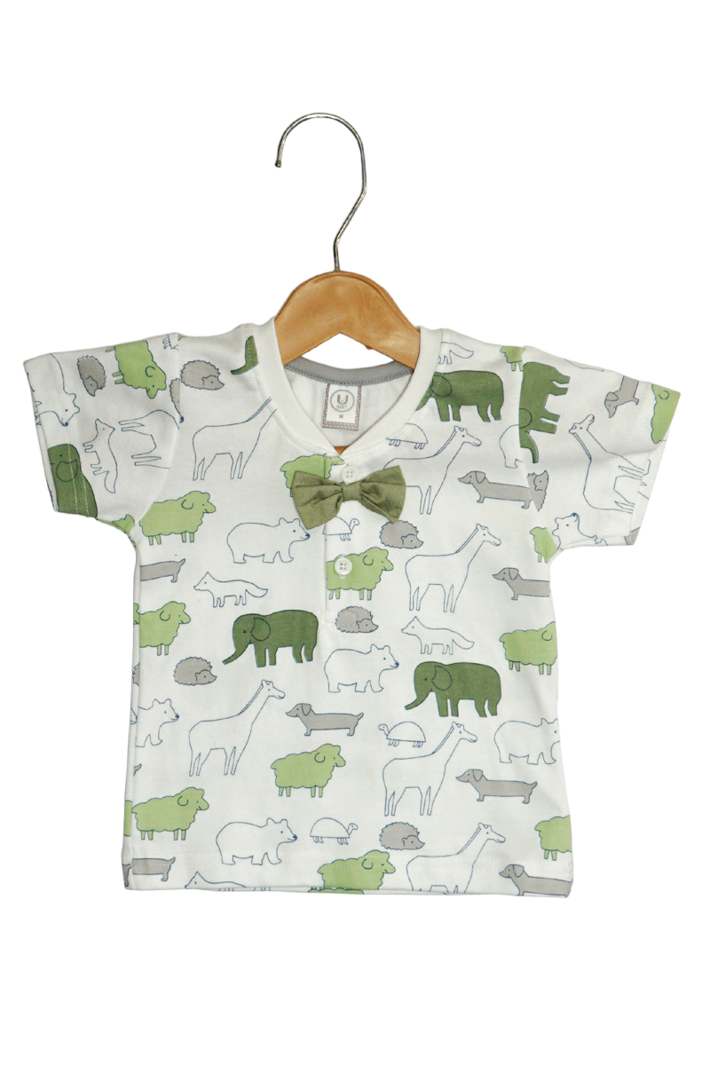 Cotton T-Shirt & Shorts Set with Suspender (Green)