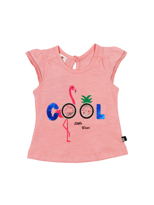 Cool Flamingo Embellished Cotton Top