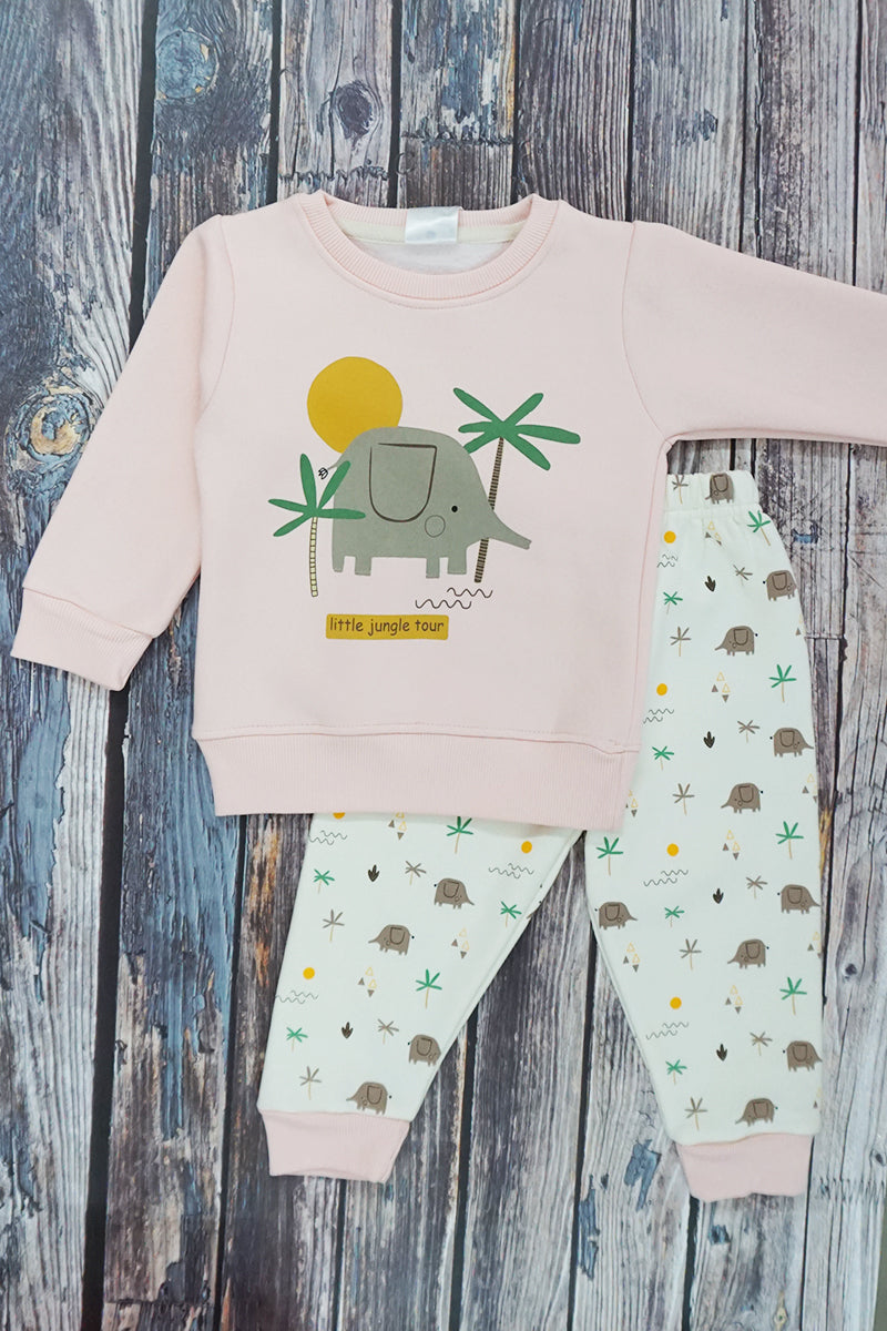 Peach Elephant Fleece Suit (6-12 M | 1-2 Y | 2-3 Y)