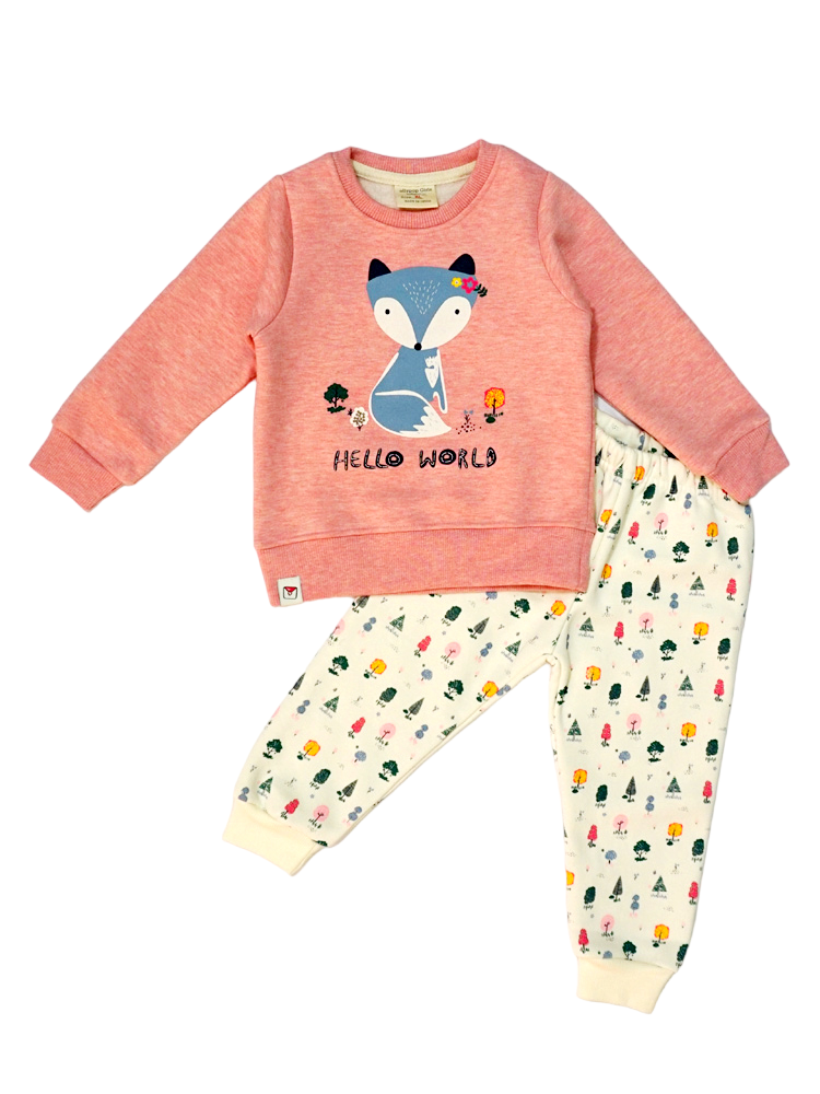 Red Melange Fox Fleece Suit (6-12 Months /2-3 Years)