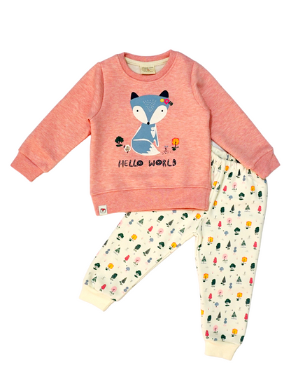 Red Melange Fox Fleece Suit (6-12 Months /2-3 Years)