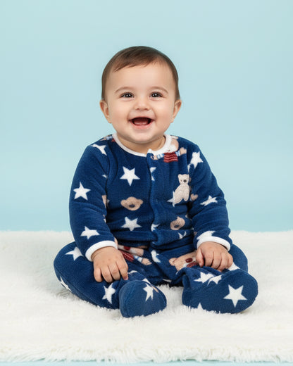 Fur Footed Romper (Bears & Stars)