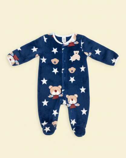 Fur Footed Romper (Bears & Stars)