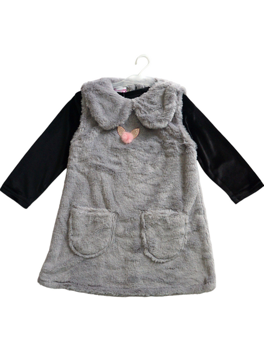 Faux Fur Midhi Dress with Velvet Top (4-5/5-6/6-7 Years)