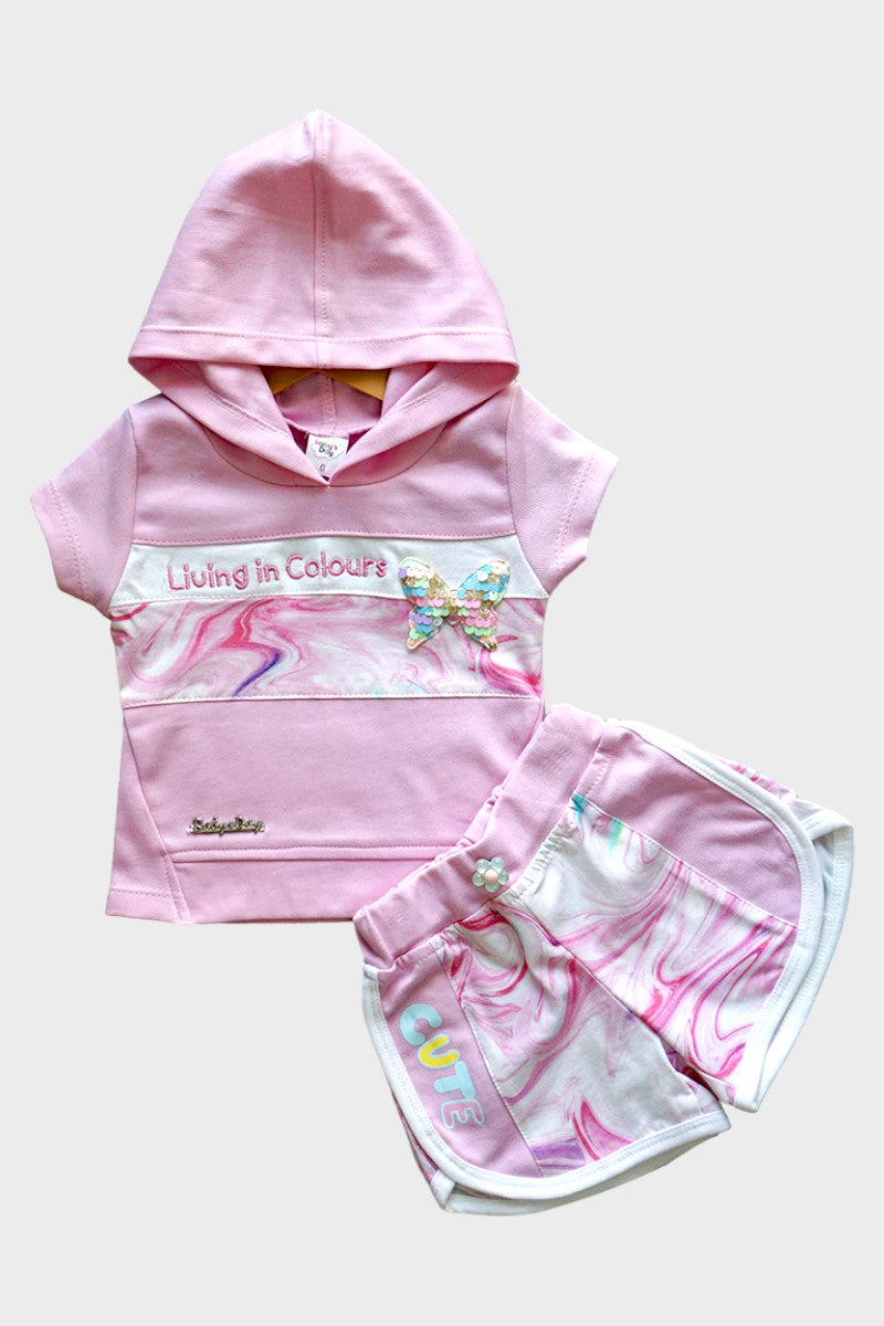 Stylish Hoody Top with Hot Pants for Baby Girls