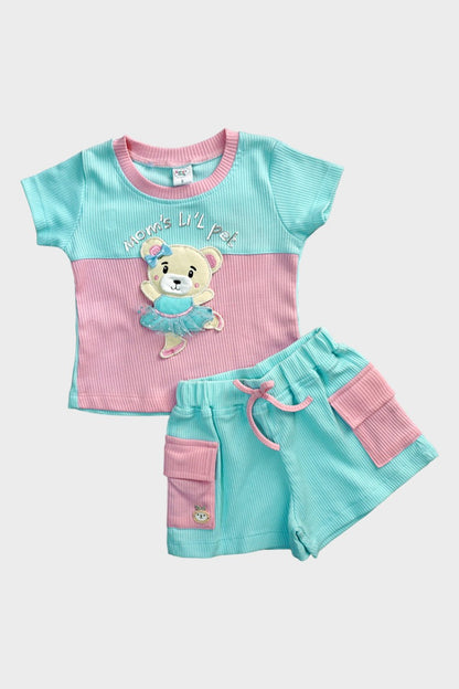 Cotton Top & Shorts (Mom's Lil Pet - S.Blue)