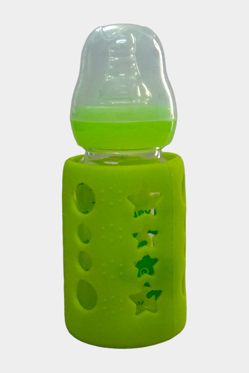 Feeding Glass Bottle with Silicon Cover (Green)