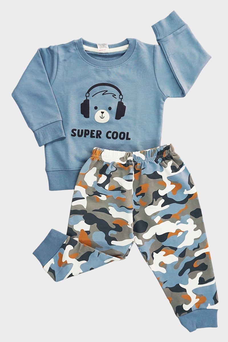 Full Sleeves Cotton Jogger Set - Super Cool (Blue)