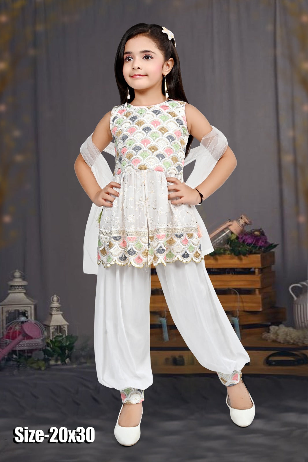 Stylish White Pakistani Cotton Salwar Suit for Girls | YOYO Fashion