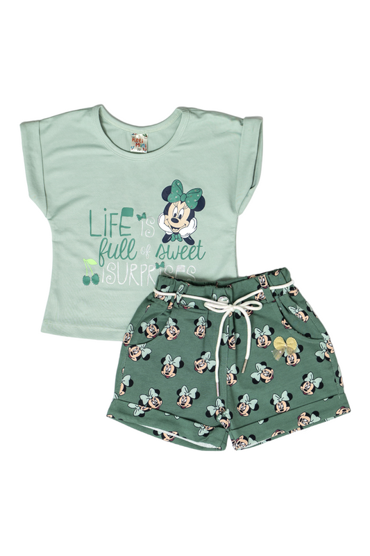 Minnie Hosiery Top & Shorts (Green)