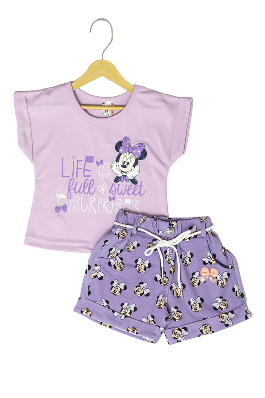 Minnie Hosiery Top & Shorts (Purple)
