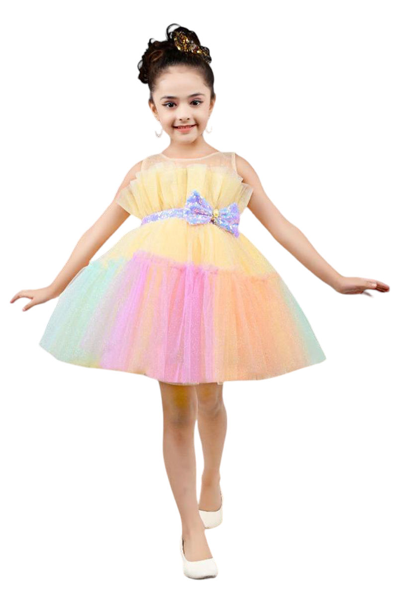 Glittery Tulle Ruffle Party Dress (Multicolor)