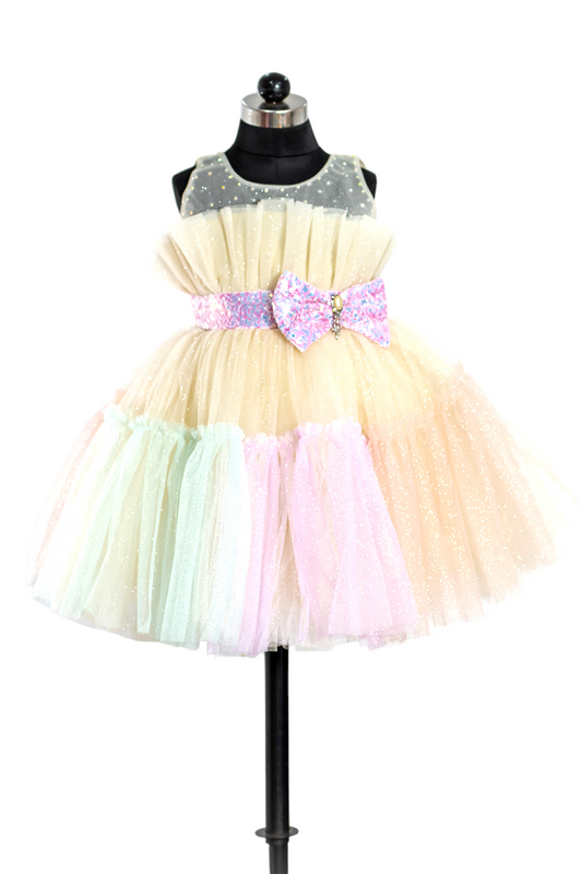 Glittery Tulle Ruffle Party Dress (Multicolor)