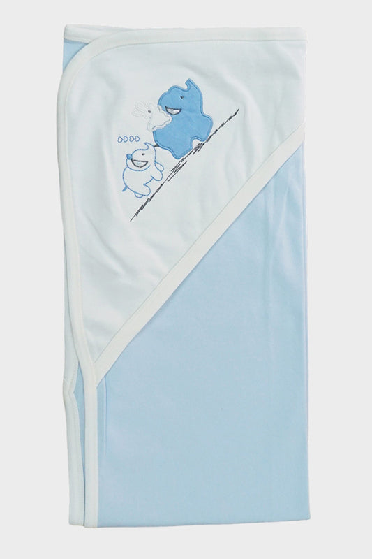 Hooded Cotton Wrapping Sheet (Mom&Baby Elephant)