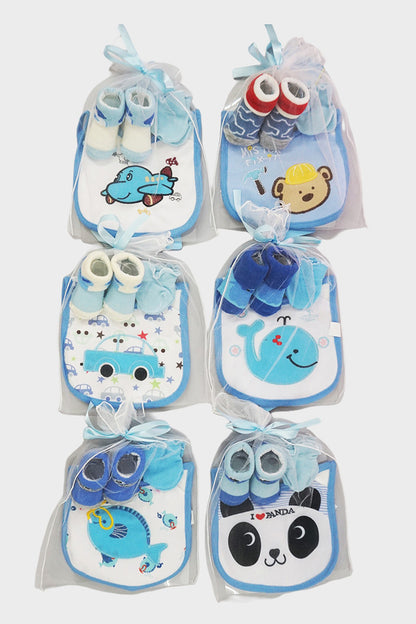 Bib, Mittens & Socks Gift Set (Blue)