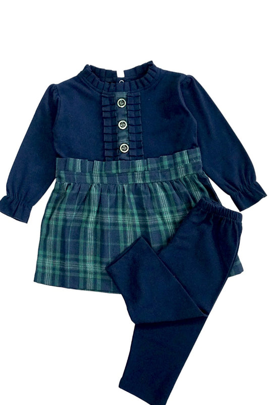 Pre Winter Full Sleeves Frock with Pajami Set (Navy Blue)