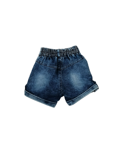 Denim Shorts with Turned-Up Hems