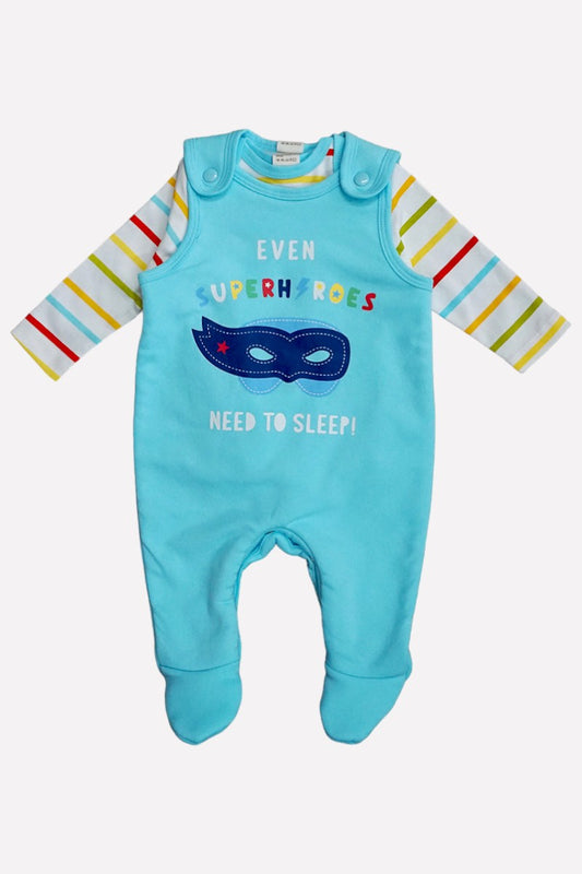 Fleece Romper & Cotton T-shirt Set - Blue