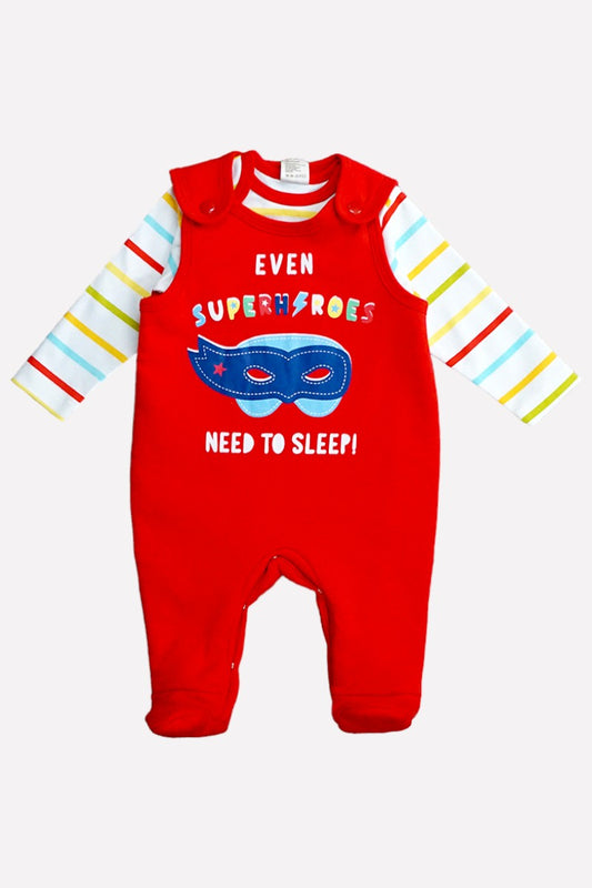 Fleece Romper & Cotton T-shirt Set - Red