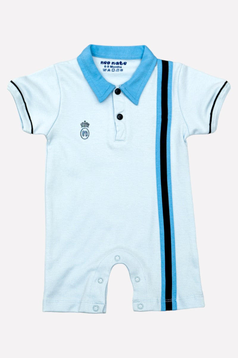 Boys Cotton Romper (Light Blue)