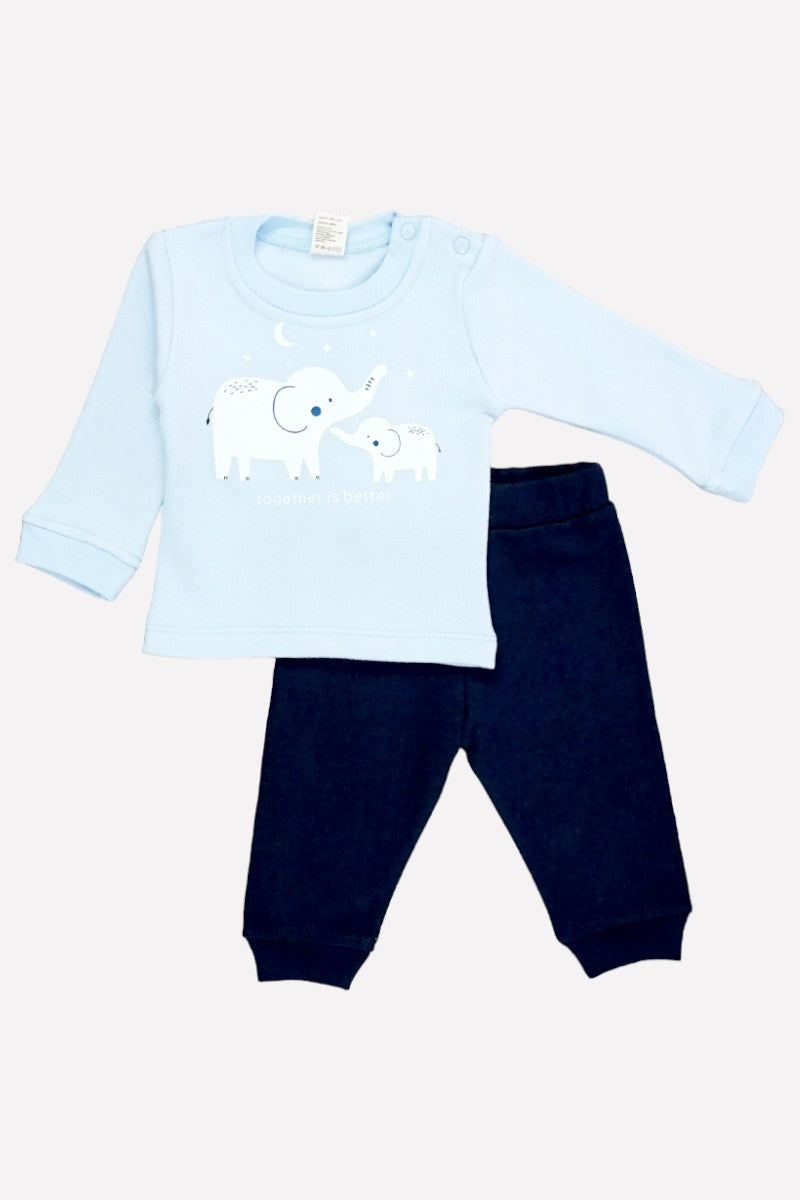 Fleece Suit with Fun Prints - Sky