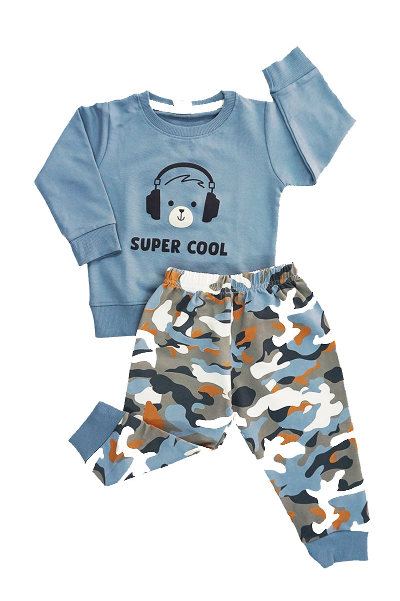 Full Sleeves Cotton Jogger Set - Super Cool (Blue)