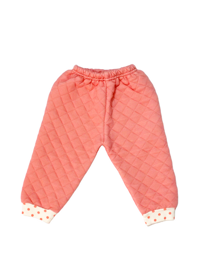 Peach Pink Color Polka Dots Polyfill Suit (6-12 M)