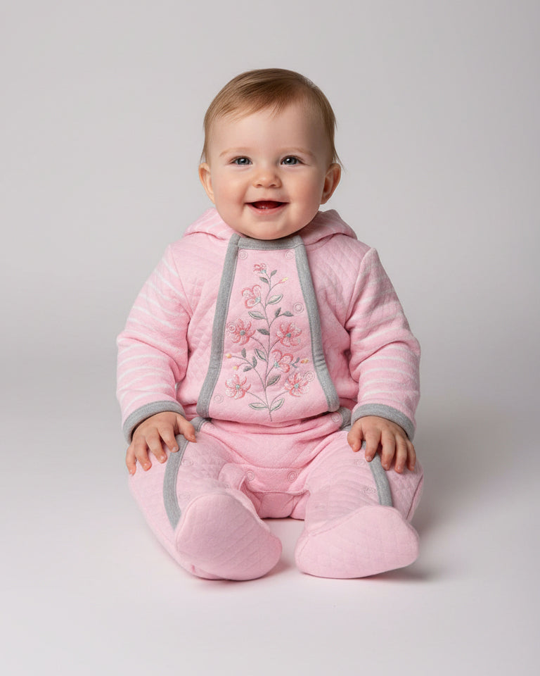 Polyfill Footed Hood Romper (Flowers)