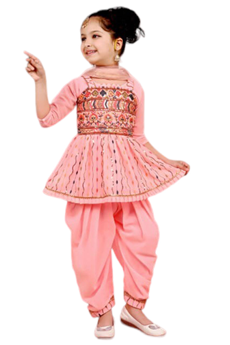 Patiala Salwar and Kurti (Peach)