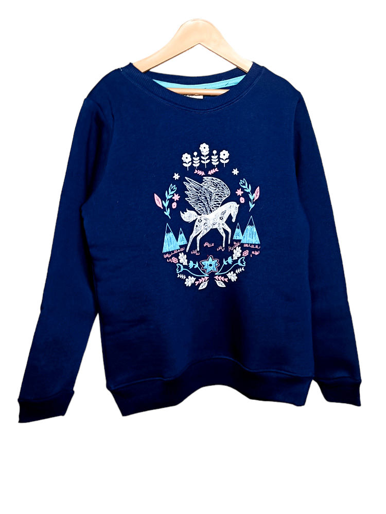 Girls Navy Blue Sweatshirt 2 8 Years MummaGoose