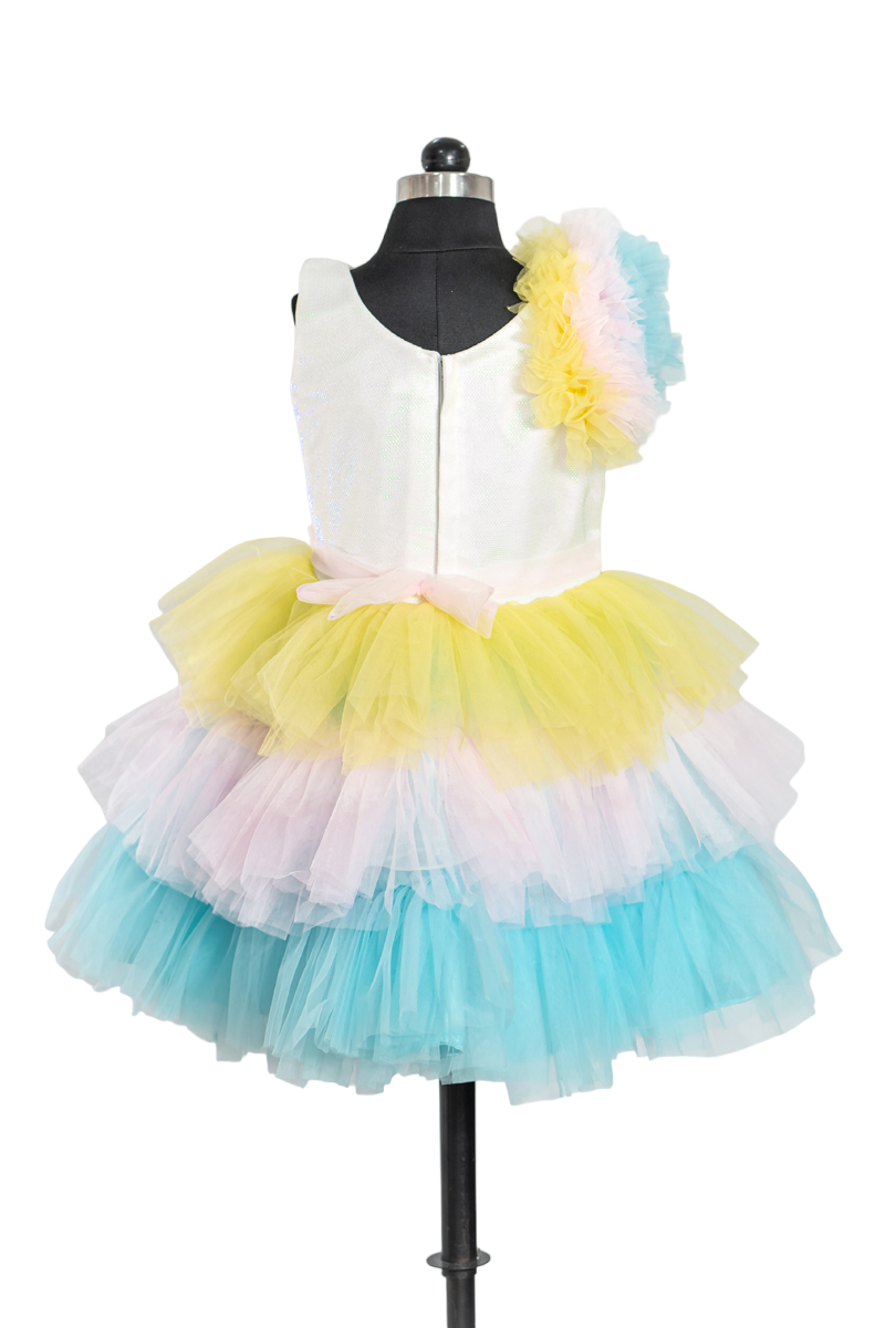 Unicorn Party Dress (Shoulder Ruffle)