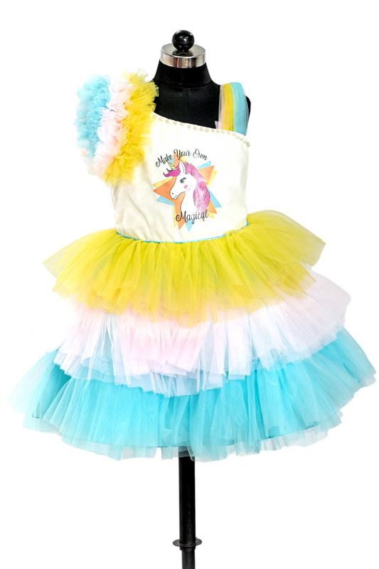 Unicorn Party Dress (Shoulder Ruffle)