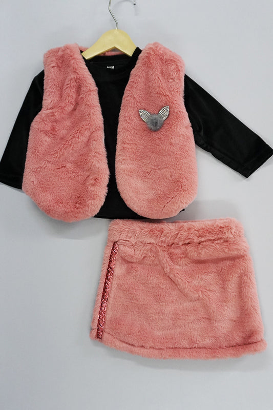 Faux Fur Jacket and Skirt with Velvet Top (2-3 Years)
