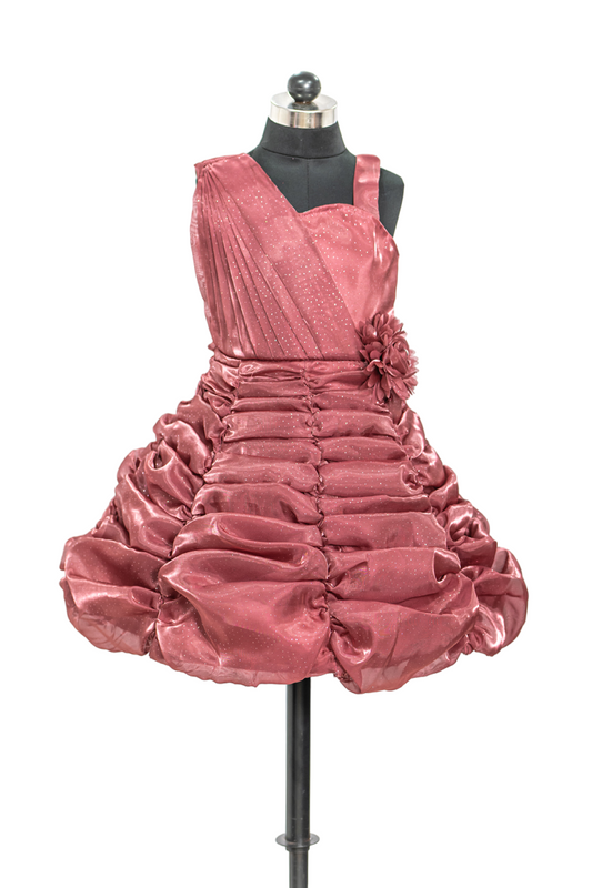 Shoulder Pleated Balloon Party Dress