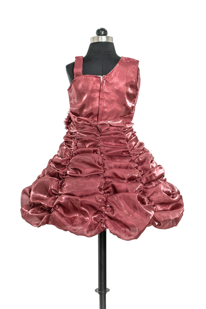 Shoulder Pleated Balloon Party Dress