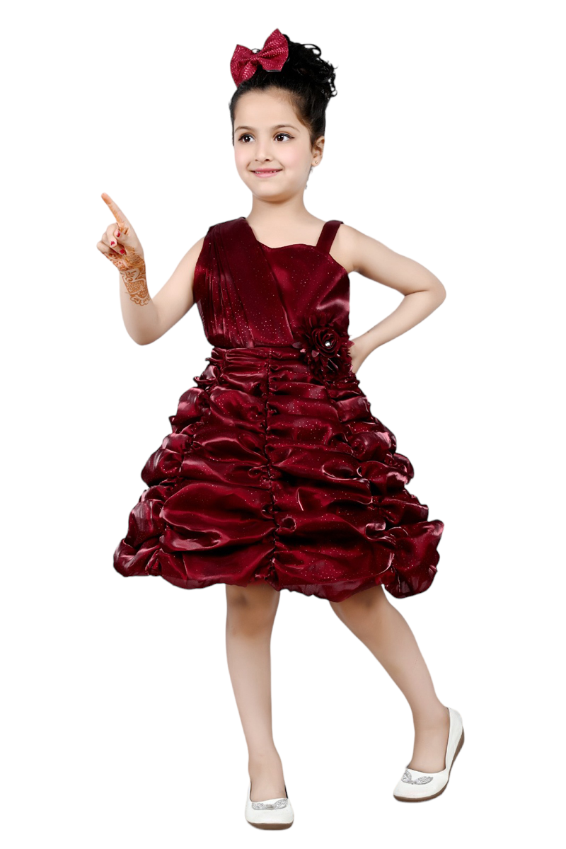 Shoulder Pleated Balloon Party Dress