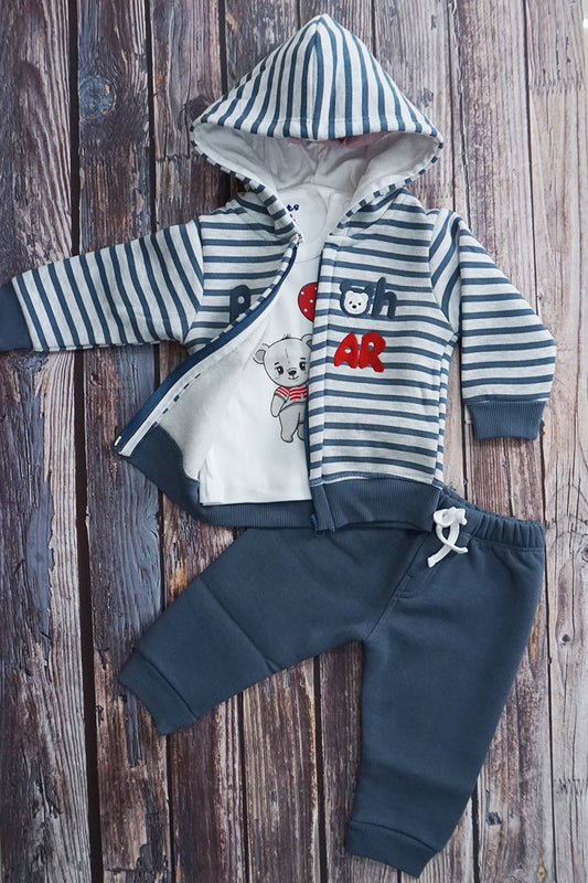 3-Piece Hooded Polyfill Suit with Cotton T-shirt