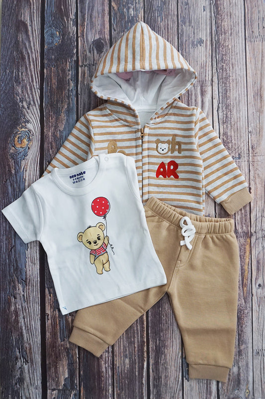 3-Piece Hooded Polyfill Suit with Cotton T-shirt