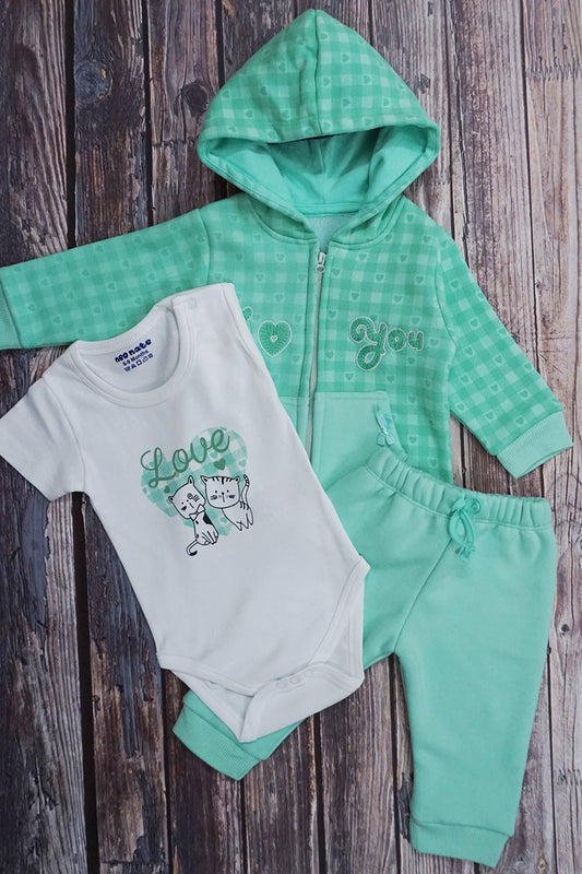 3-Piece Hooded Polyfill Suit with Cotton Tshirt